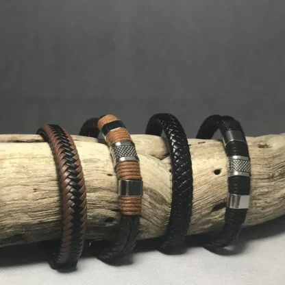 Duo Leather Bracelet in Black