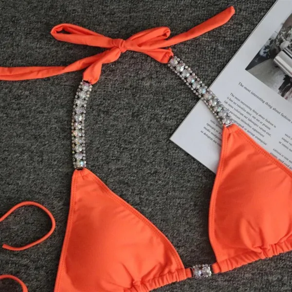 Elegant Crystal Strap Bikini