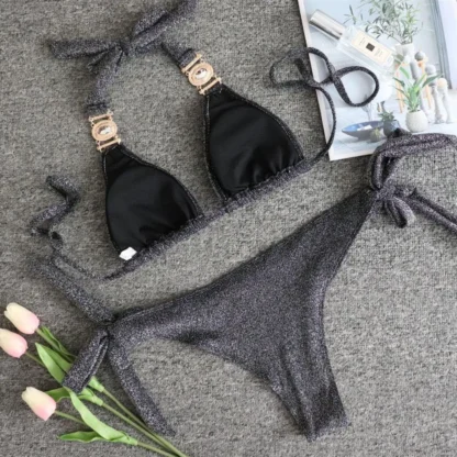 Elegant Gem & Crystal Bikini with Tie Sides