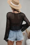 Mesh Flared Sleeve Cover-Up Crop Top