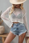 Mesh Flared Sleeve Cover-Up Crop Top