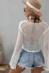 Mesh Flared Sleeve Cover-Up Crop Top