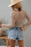 Mesh Flared Sleeve Cover-Up Crop Top