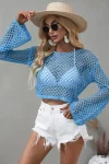 Mesh Flared Sleeve Cover-Up Crop Top