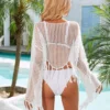 Fringe Trim Openwork Cover Up Crop Top