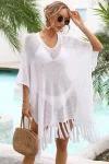 Small Mesh Fringed Bottom Cover-Up Dress