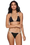 Bikini with Gems and Gold Chains in Black