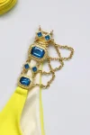 Bikini with Gems and Gold Chains in Yellow