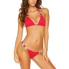Bikini with Gems and Gold Chains in Red