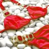Bikini with Gems and Gold Chains in Red
