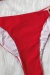 Bikini with Gems and Gold Chains in Red