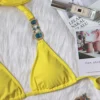 Bikini with Gems and Gold Chains in Yellow