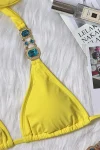 Bikini with Gems and Gold Chains in Yellow