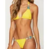 Bikini with Gems and Gold Chains in Yellow