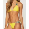 Bikini with Gems and Gold Chains in Yellow