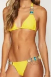 Bikini with Gems and Gold Chains in Yellow