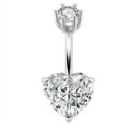Heart Cut Crystal Navel Ring in 925 Sterling Silver