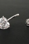 Heart Cut Crystal Navel Ring in 925 Sterling Silver