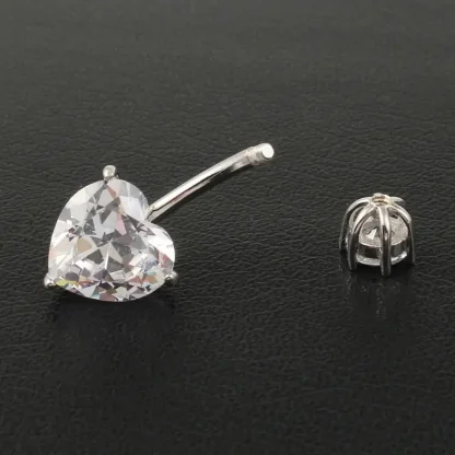 Heart Cut Crystal Navel Ring in 925 Sterling Silver
