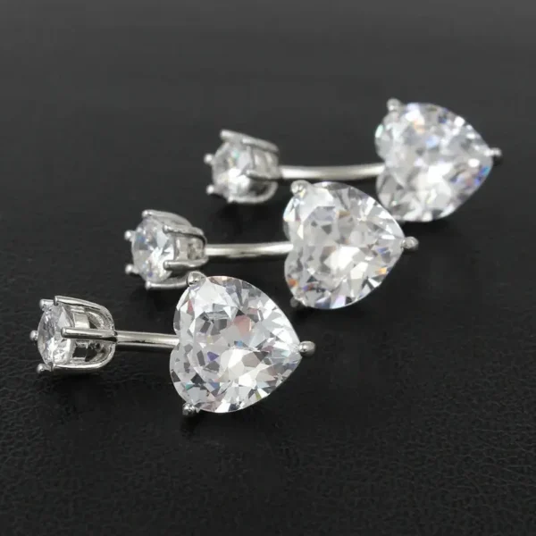 Heart Cut Crystal Navel Ring in 925 Sterling Silver