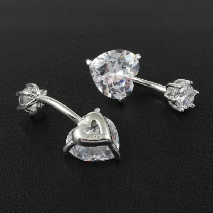 Heart Cut Crystal Navel Ring in 925 Sterling Silver
