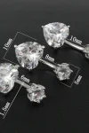 Heart Cut Crystal Navel Ring in 925 Sterling Silver