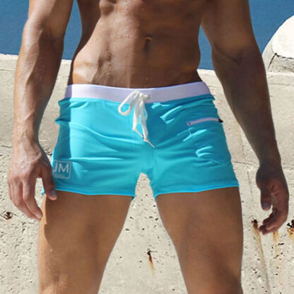 Jockmail Two-Toned Swim Shorts in Light Blue
