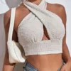 Knitted Waffle Weave Bandage Crop Top