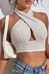 Knitted Waffle Weave Bandage Crop Top