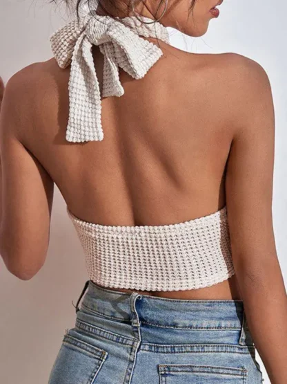 Knitted Waffle Weave Bandage Crop Top