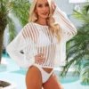 Mesh Long Sleeve Cover-Up Top