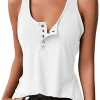 Low-Rise Button Down Racerback Tank