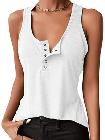 Low-Rise Button Down Racerback Tank