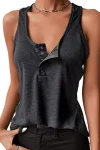 Low-Rise Button Down Racerback Tank