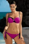 Marko Dark Magenta and Black Bandeau Twist Top Bikini