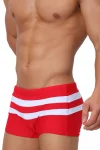 Double Stripe Swim Shorts in red