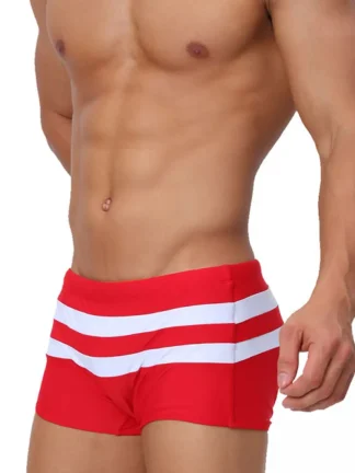 Double Stripe Swim Shorts in red