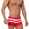 Double Stripe Swim Shorts in red