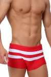 Double Stripe Swim Shorts in red