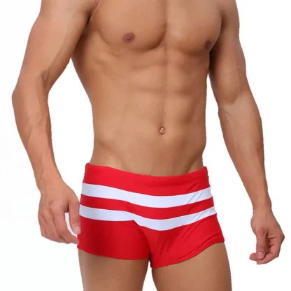 Double Stripe Swim Shorts in red