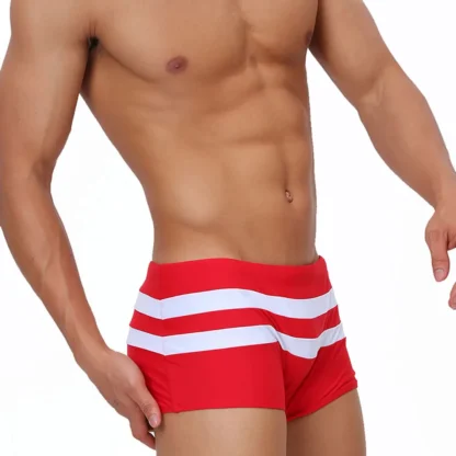 Double Stripe Swim Shorts in red