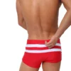 Double Stripe Swim Shorts in red