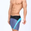 Periwinkle & Black Tight Fit Swim Trunks with Blue Stripes