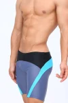 Periwinkle & Black Tight Fit Swim Trunks with Blue Stripes