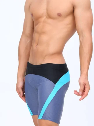 Periwinkle & Black Tight Fit Swim Trunks with Blue Stripes