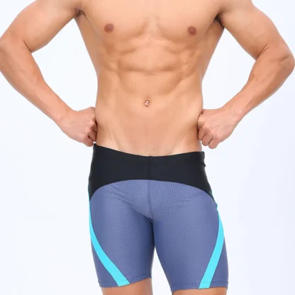 Periwinkle & Black Tight Fit Swim Trunks with Blue Stripes
