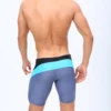 Periwinkle & Black Tight Fit Swim Trunks with Blue Stripes