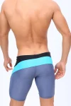 Periwinkle & Black Tight Fit Swim Trunks with Blue Stripes