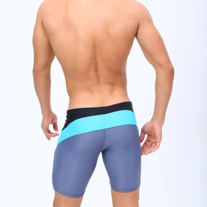Periwinkle & Black Tight Fit Swim Trunks with Blue Stripes