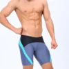 Periwinkle & Black Tight Fit Swim Trunks with Blue Stripes